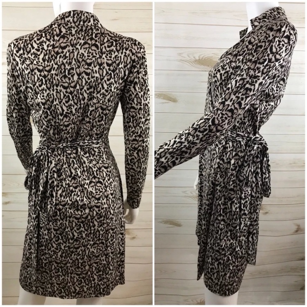 <DVF> Silk Leopard Print Wrap Dress Diane Von - Picture 6 of 7